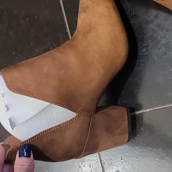 Bamboo Brown faux suede Booties - Picture 3 of 5
